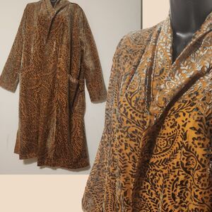 BB Dakota Steve Madden Velvet Duster Jacket Long Tunic top Green Teal paisley M